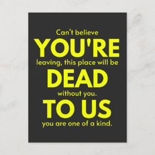 Cartes Pour Fêtes Annuelles Adieu sarcastique, Vous êtes mort pour nous, collè