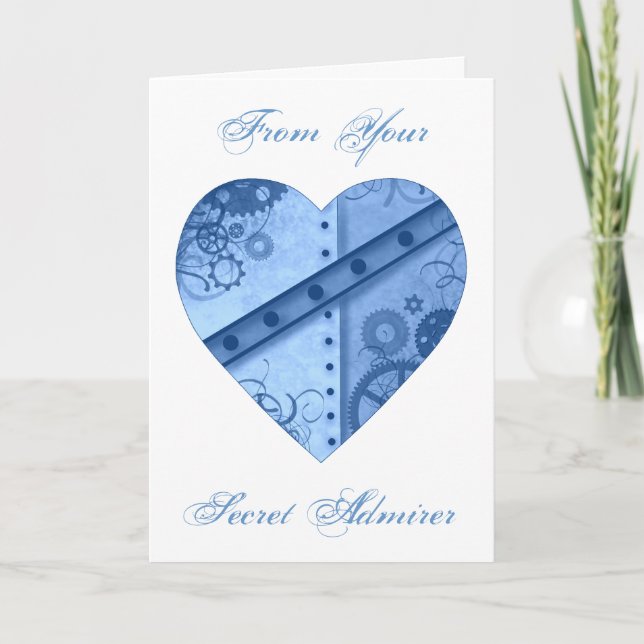 Cartes Pour Fêtes Annuelles Admirateur secret de coeur bleu steampunk (Devant)