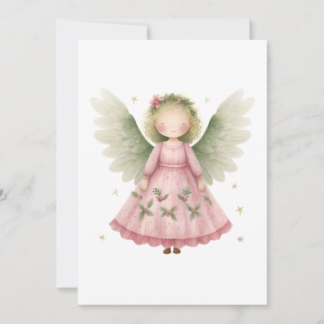 Cartes Pour Fêtes Annuelles Adorable Ange Blank Christmas Note Card (Devant)