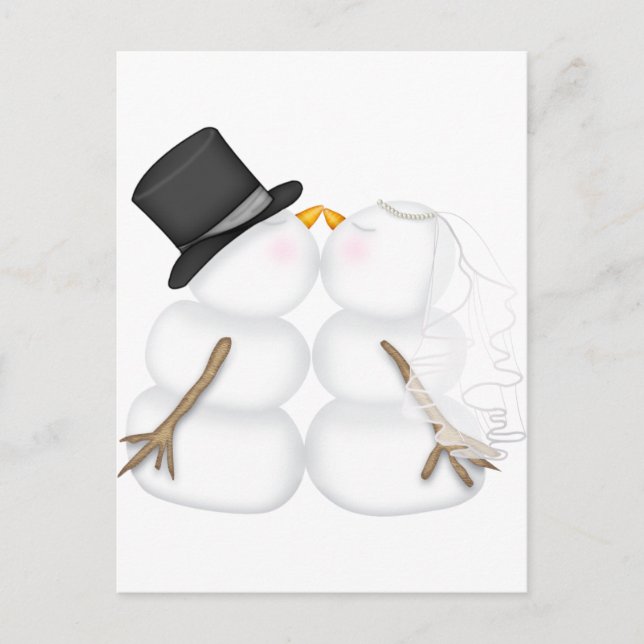 Cartes Pour Fêtes Annuelles Adorable Baiser Snowman Couple (Devant)