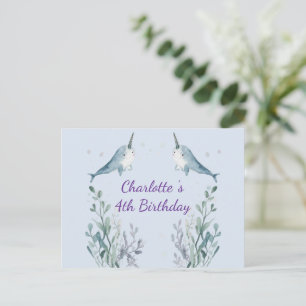 Cartes Pour Fêtes Annuelles Adorable Baleine Narval Rond Poisson Motif Sans Co