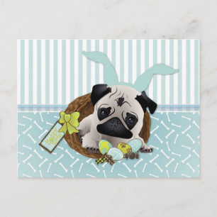 Cartes Pour Fêtes Annuelles Adorable Carlins de Pâques avec oeufs, paniers