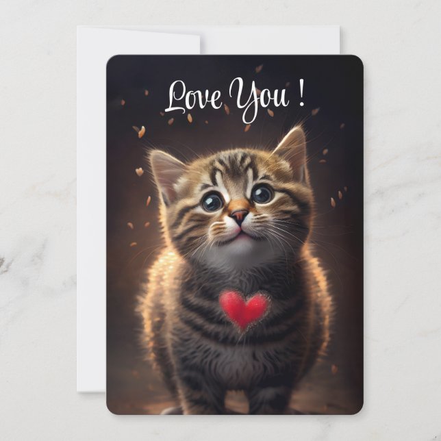 Cartes Pour Fêtes Annuelles Adorable Kitten vous aime - Saint Valentin (Devant)