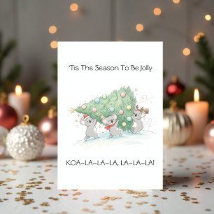 Cartes Pour Fêtes Annuelles Adorable koala australien portant un sapin de Noël