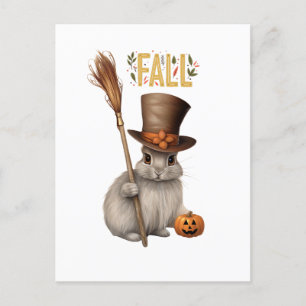 Cartes Pour Fêtes Annuelles Adorable Lapin Automne avec Broom mignon Lapin Aut