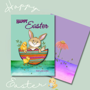Cartes Pour Fêtes Annuelles Adorable Lapin de Pâques avec poussins