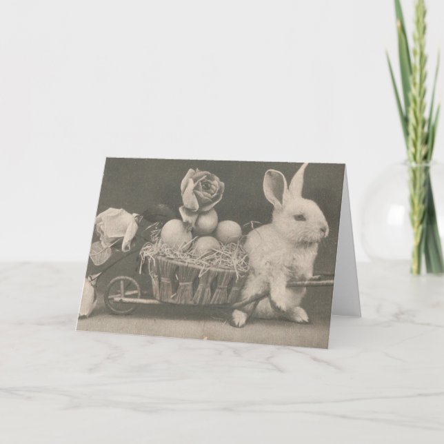 Cartes Pour Fêtes Annuelles Adorable lapin de Pâques Vintage (Devant)