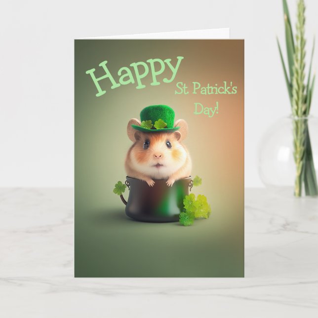 Cartes Pour Fêtes Annuelles Adorable Little Happy Hamster St. Patrick's Day (Devant)