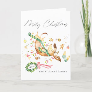 Cartes Pour Fêtes Annuelles Adorable mignon joyeux chien Dachshund lumières de