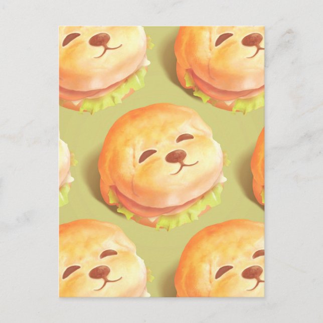 Cartes Pour Fêtes Annuelles Adorable Motif de hamburger visage chien (Devant)