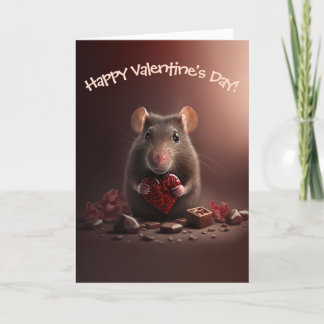 Cartes Pour Fêtes Annuelles Adorable Rat avec Coeur Rouge Drôle Saint Valentin