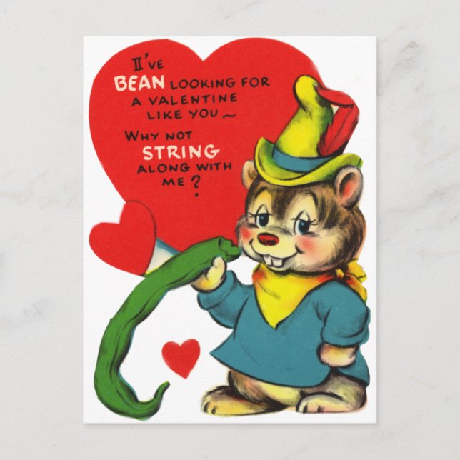 Cartes Pour Fêtes Annuelles Adorable string Bean Valentine (Devant)