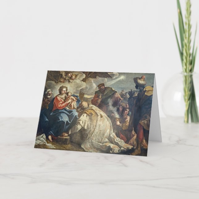 Cartes Pour Fêtes Annuelles Adoration de la Nativité Magi Sainte Famille (Devant)