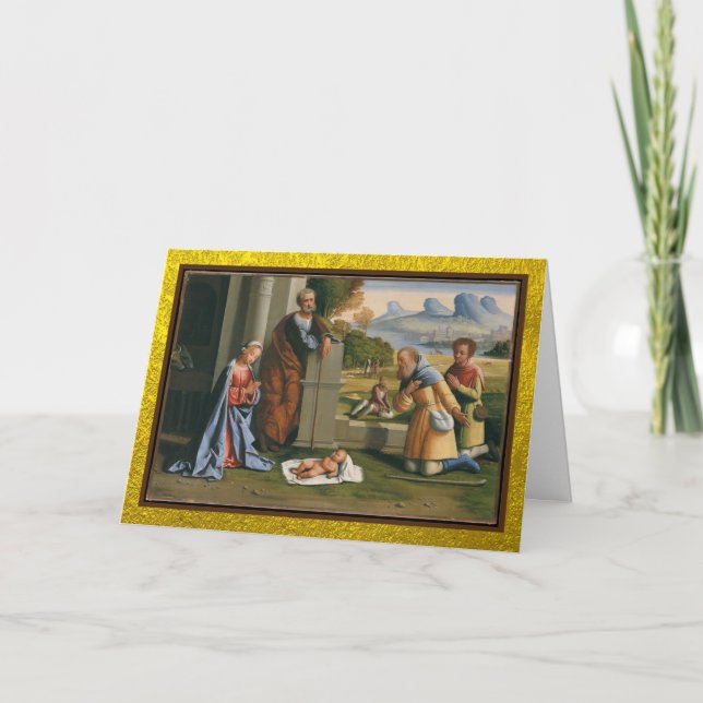 Cartes Pour Fêtes Annuelles Adoration de la peinture Renaissance des bergers (Devant)