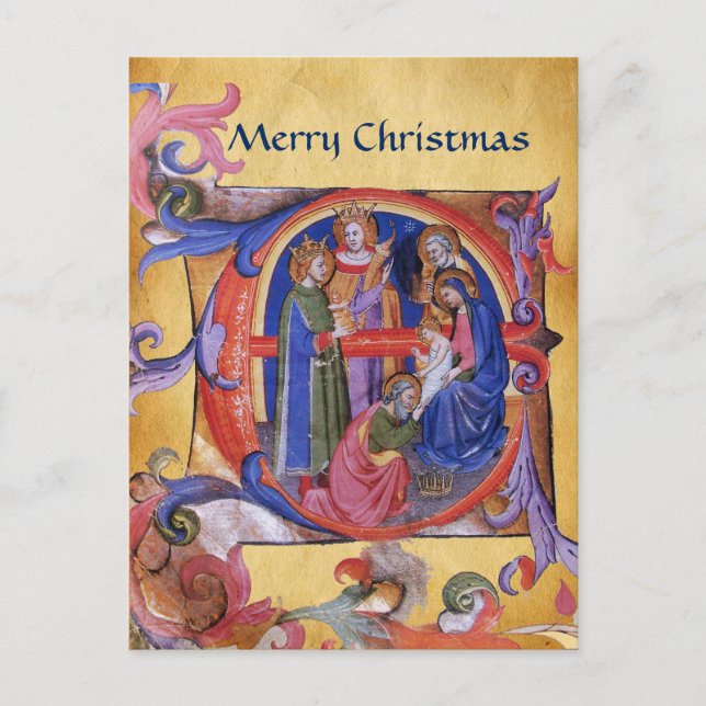Cartes Pour Fêtes Annuelles ADORATION DE MAGI CHRISTMAS PARCHMENT Gem Rouge (Devant)