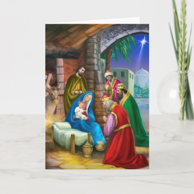 Cartes Pour Fêtes Annuelles Adoration des bergers (Devant)