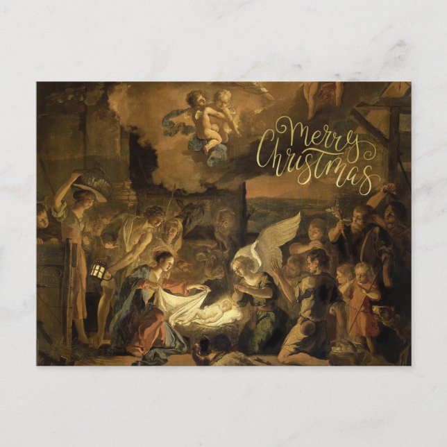 Cartes Pour Fêtes Annuelles Adoration des bergers beaux-arts Noël (Devant)