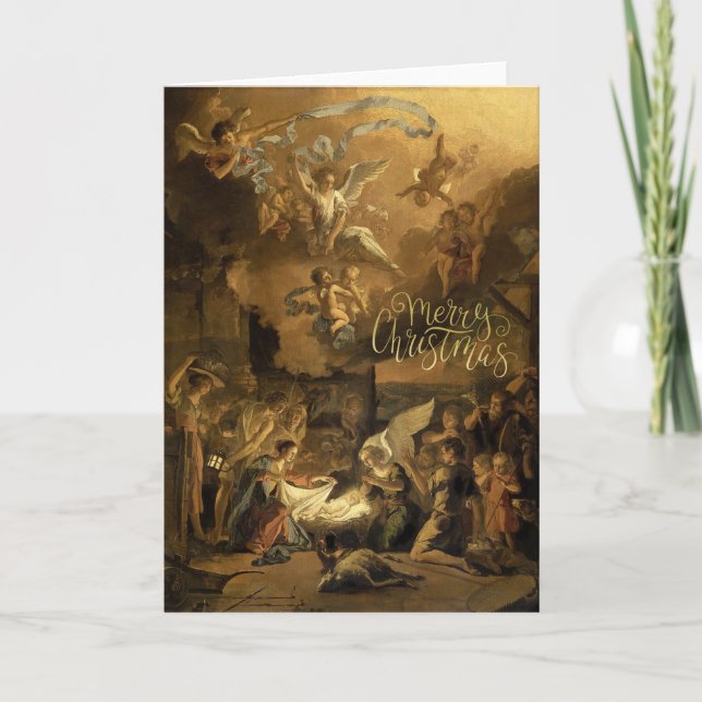 Cartes Pour Fêtes Annuelles Adoration des bergers beaux-arts Noël (Devant)