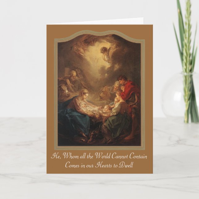 Cartes Pour Fêtes Annuelles Adoration des bergers - Boucher 1750, He, Whom... (Devant)