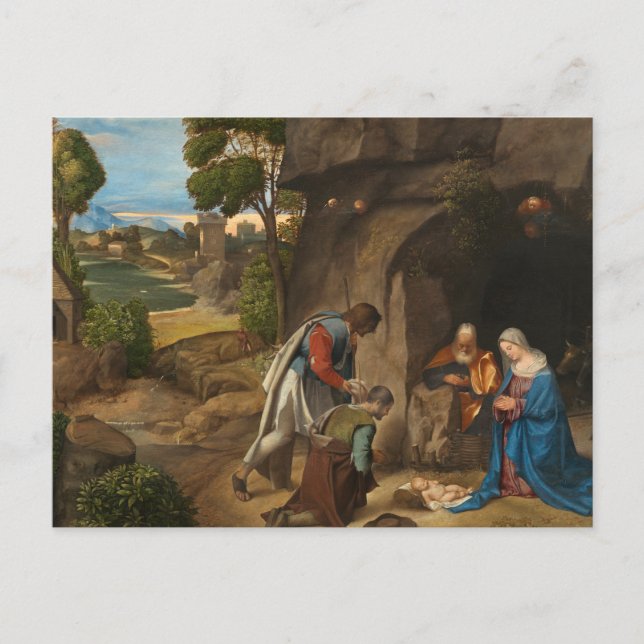 Cartes Pour Fêtes Annuelles Adoration des bergers par Giorgione Noël (Devant)