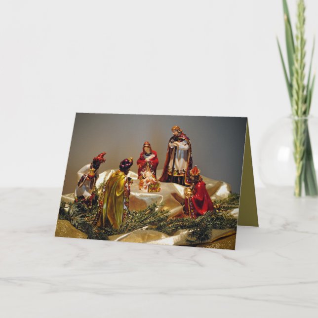 Cartes Pour Fêtes Annuelles Adoration des Figurines émaillées Magi (Devant)