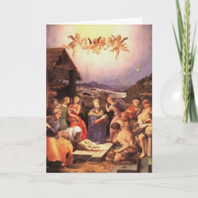 Cartes Pour Fêtes Annuelles Adoration par les bergers par Bronzino (Devant)