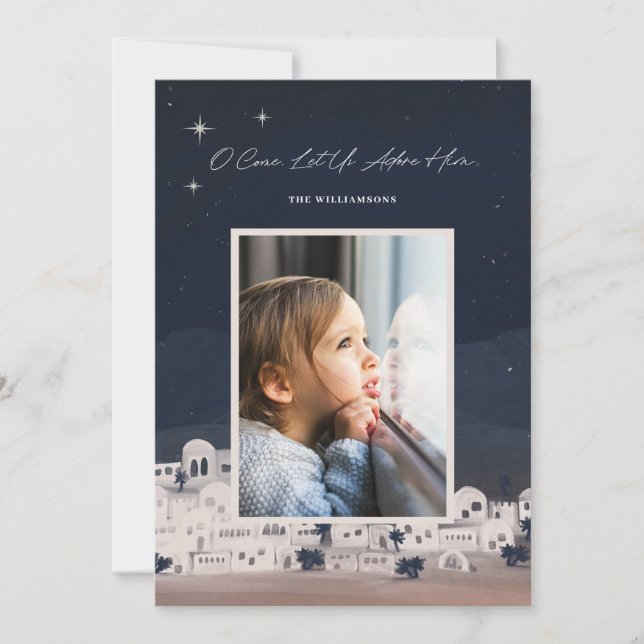 Cartes Pour Fêtes Annuelles Adore-Le Bethléem Noël religieux (Devant)