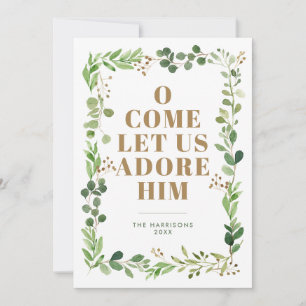 Cartes Pour Fêtes Annuelles Adore-Lui Foliage Cadre Religieux