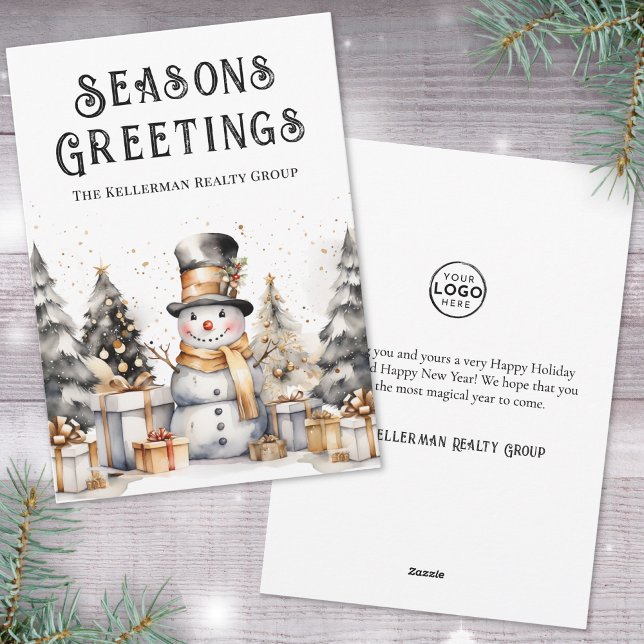 Cartes Pour Fêtes Annuelles Affaires à Noël en noir et blanc (Black White Winter Business Christmas Holiday Card)