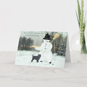 Cartes Pour Fêtes Annuelles Affenpinscher et Snowman