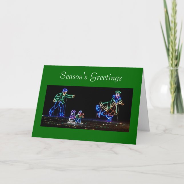 Cartes Pour Fêtes Annuelles Affichage de lumière de patineurs de glace pour (Devant)