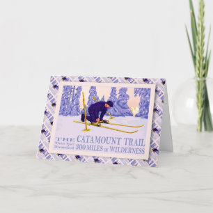 Cartes Pour Fêtes Annuelles Affiche de ski vintage, The Catamount Trail