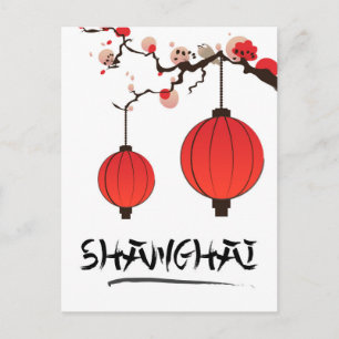 Cartes Pour Fêtes Annuelles Affiche de vacances rétro Shanghai Chine