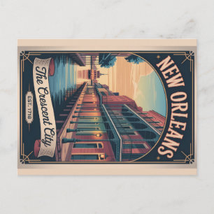 Cartes Pour Fêtes Annuelles Affiche de voyage rétro de La Nouvelle-Orléans Lou