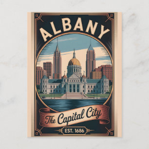 Cartes Pour Fêtes Annuelles Affiche de voyage rétro de l'Albany vintage New Yo