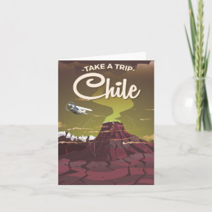 Cartes Pour Fêtes Annuelles Affiche de voyage vintage du volcan du Chili