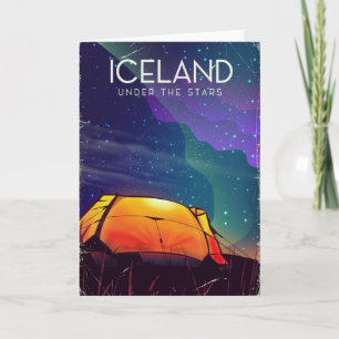 Cartes Pour Fêtes Annuelles Affiche de voyage vintage 'Islande sous les étoile