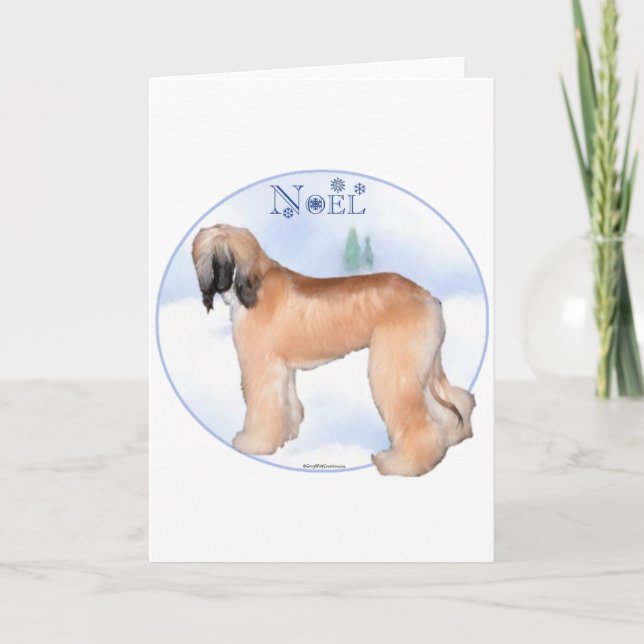 Cartes Pour Fêtes Annuelles Afghan Hound Noel (Devant)