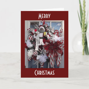 CARTES POUR FÊTES ANNUELLES AFRICAIN-AMÉRICAIN NOIR PÈRE NOËL WREATH