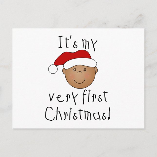 Cartes Pour Fêtes Annuelles African American Boy 1er Noël (Devant)