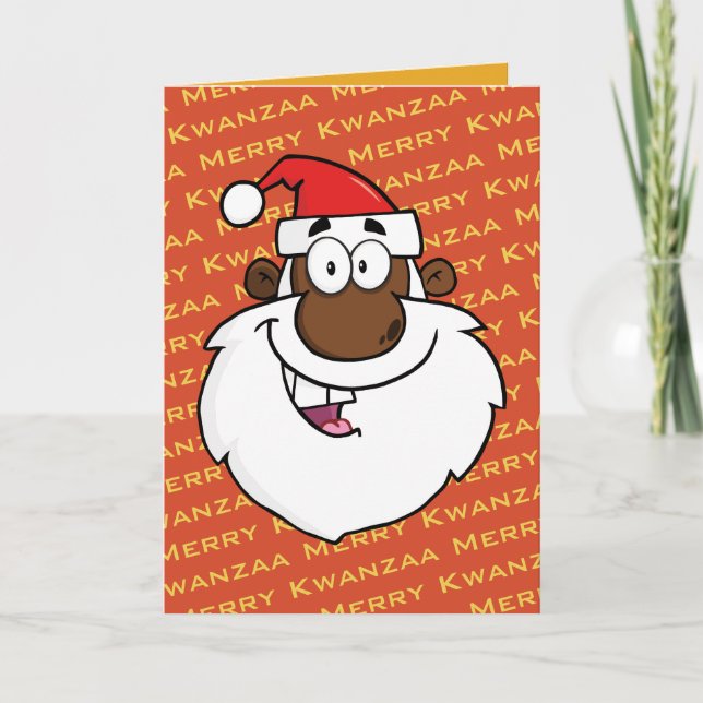 Cartes Pour Fêtes Annuelles African American Père Noël Christmas Kwanzaa Salut (Devant)