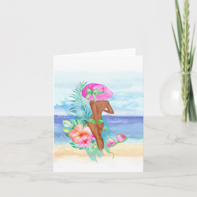 Cartes Pour Fêtes Annuelles African American Tropical Beach All Occasion Card (Devant)