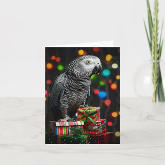 Cartes Pour Fêtes Annuelles African Grey on Gifts — Festive Greeting Card