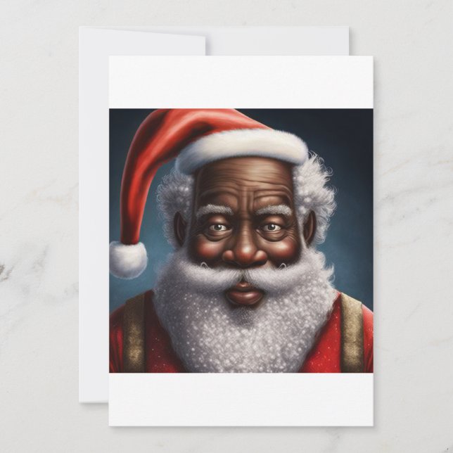 Cartes Pour Fêtes Annuelles Afro-Américain, T-shirt du Père Noël noir (Devant)