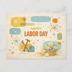 Cartes Pour Fêtes Annuelles Âge Atomique Rétro Joyeuse Fête du Travail
