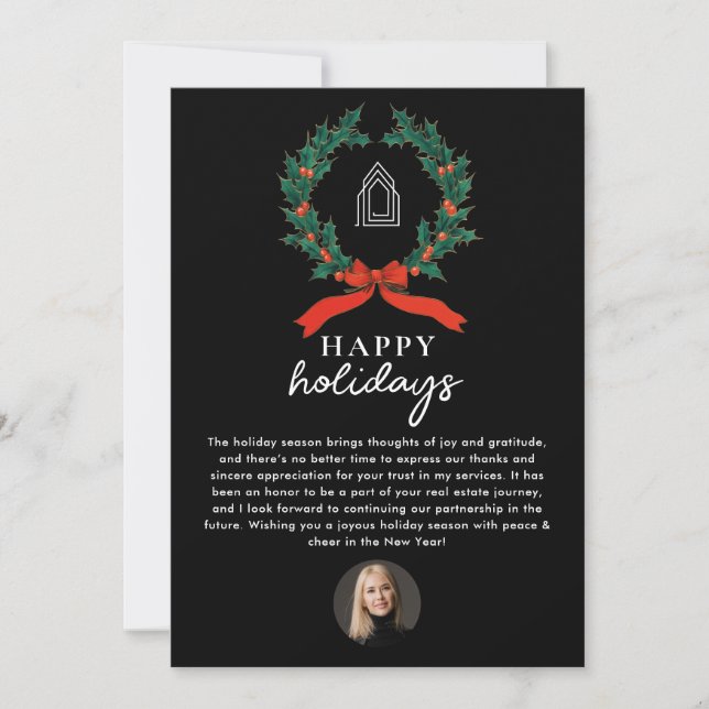 Cartes Pour Fêtes Annuelles Agent immobilier Realtor Noël Joyeux vacances (Devant)
