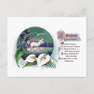 Cartes Pour Fêtes Annuelles Agneau pascal et Lys blancs Vintage Pâques
