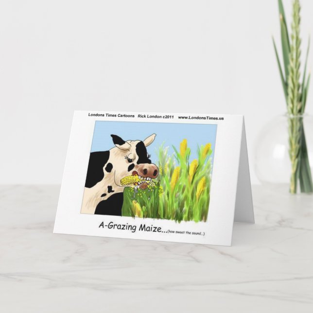 Cartes Pour Fêtes Annuelles Agrazing Maize (Cartes Cadeaux De Vache Drôle Tee  (Devant)