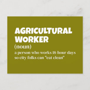 Cartes Pour Fêtes Annuelles Agriculture Life - Drôle Définition du travailleur