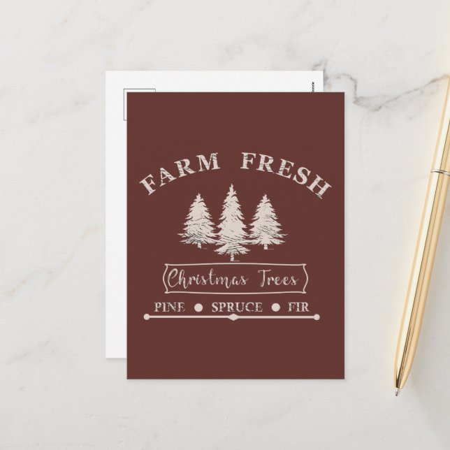 Cartes Pour Fêtes Annuelles Agritourisme Joyeux arbres de Noël (Devant/Arrière en situation)